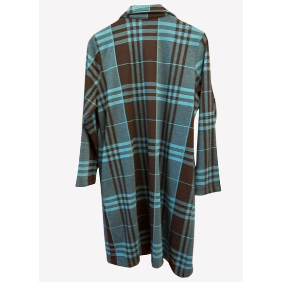 ISLE by Melin Kozan Plaid Open Duster Coat Large Classic Fallcore - Picture 5 of 7